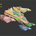 Futuristic Sci-Fi Spaceship With Detailed Gold White Design And Multiple Metallic Engines