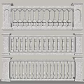 Elegant Stone Railings With Classic Design Ornate Balusters And Textured Surface 3d model