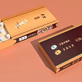 Open Daily Necessities Gift Box With White Round Items And Golden Brown Packaging Design