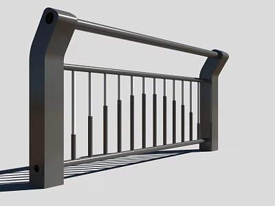 Modern Metal Railings Design With Top Rail Vertical Bars And Support Posts 3d model