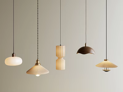 Modern Stylish Pendant Lights Featuring Various Designs and Neutral Color Tones for Interior Design 3d model