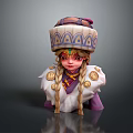 Cartoon Style Game Character With Golden Braids And Decorative Hat