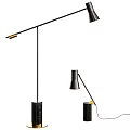 Modern Floor Lamp With Black Metal Frame And Marble Base Design