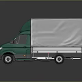 Efficient Green Commercial Truck Featuring White Canvas Cover For Cargo Transport