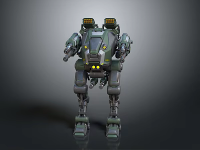 Green Mechanical Mech Robot Featuring Futuristic Design And Weapons 3d model