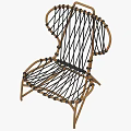 Leisure Chair With Woven Black Rope And Natural Wooden Frame Design