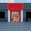 Red Mall Shop With Food Display Counter And Classic Series Snacks Posters