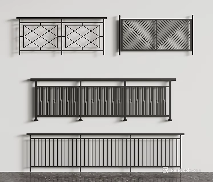 Various Stylish Metal Railing Designs For Decoration 3d model 