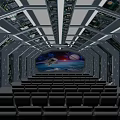 Futuristic Cinema Interior With Modern Lighting Large Space Scene Screen And Comfortable Seats