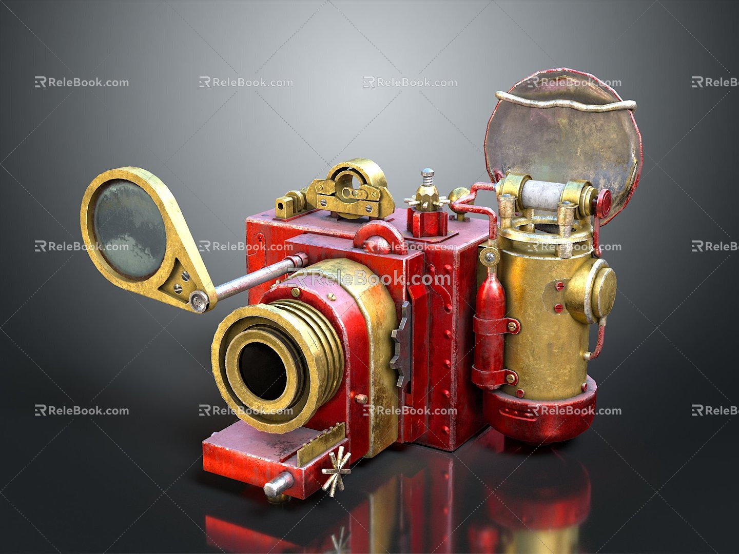 steampunk camera antique camera mechanical camera industrial camera 3d model