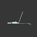 Laptop With Light Blue Frame White Screen Blue Keyboard And Light Blue Mouse On Black Surface