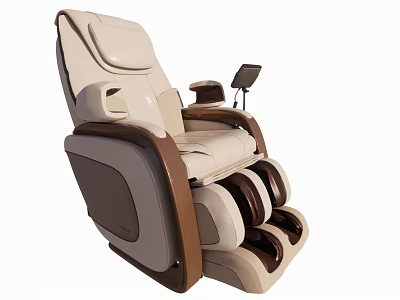 Modern Massage Chair with Beige and Brown Design Armrest Foot Massage and Control Panel 3d model