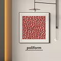 Poliform Modern Red Geometric Decorative Artwork In Black Frame Hanging On Wall 3d model
