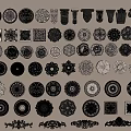 Collection Of White Carved Decorative Pieces With Floral Circular And Geometric Patterns