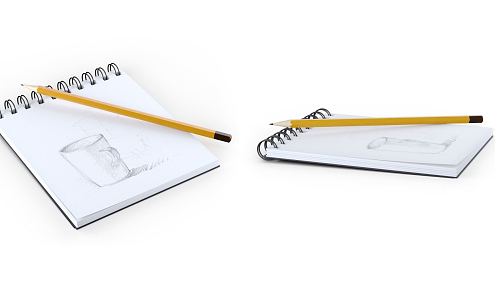 Modern Notebook Pencil Writing Book Office Supplies 3d model