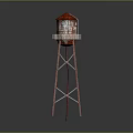 Red Lighthouse Tower With Red Roof Ladder Design And Observation Deck