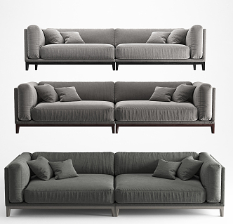 Modern double sofa fabric multi-person sofa 3d model