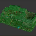 Traditional Ancient Architecture Miniature Model With Courtyard Stone Walls Wooden Doors And Red Lanterns