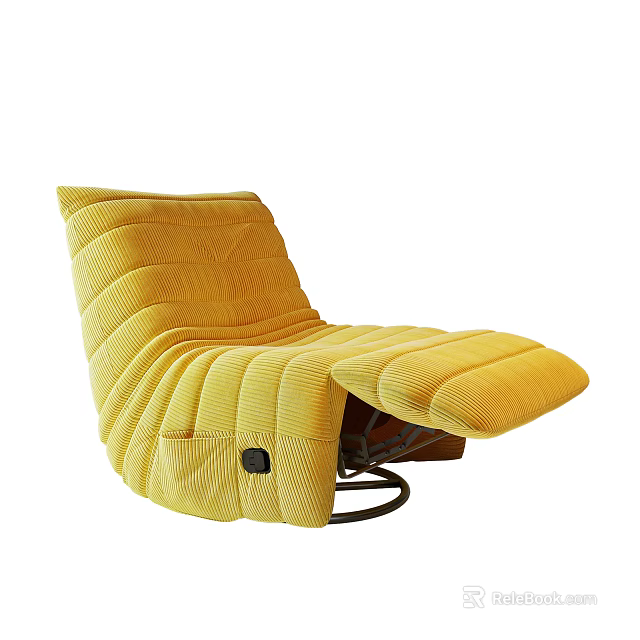 Yellow Single Sofa With Wave Stitch Design And Coiled Spring Base In Velvet Fabric 3d model