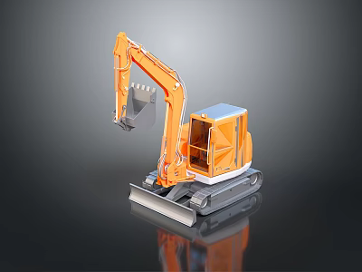 Orange Crawler Excavator With Front Bucket And Operator Cabin For Construction Use 3d model