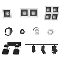 Various Downlights and Spotlights Featuring Single Double Four Head and Track Designs