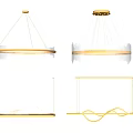 Modern Chandeliers With Circular Wave And Linear Gold Frame Soft Lighting 3d model