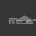 McDonald's Restaurant Building Modern Exterior Design With Red Yellow Logo Sloped Roof And Entrance Area