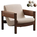 Beige Fabric Accent Chair With Brown Leather Armrests Dark Wood Frame And Color Options