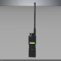 Portable Walkie Talkie With Long Antenna Black Body Display Screen And Control Buttons