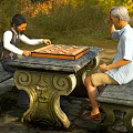 Modern Double Chess Game Chess Chinese Chess Board 3d model