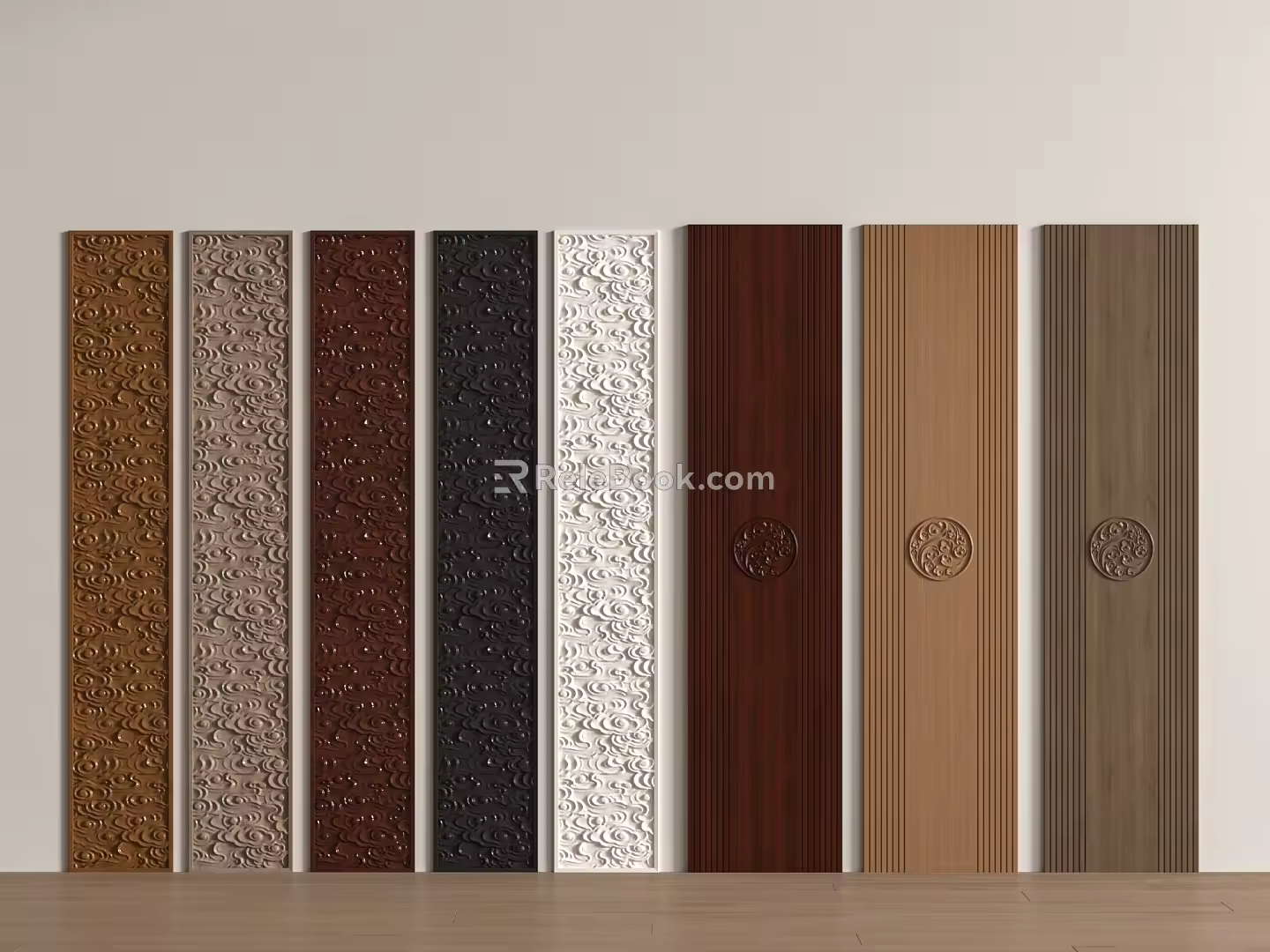 New Chinese-style Solid Wood Carved Wall Panel Xiangyun Pattern Panel 3d model
