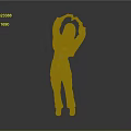 Woman Making Heart Gesture With Hands Above Head In Yellow Top And Gray Jeans