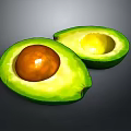 Fresh Halved Avocado With Seed And Seedless Half Showing Green Flesh On Gray Background