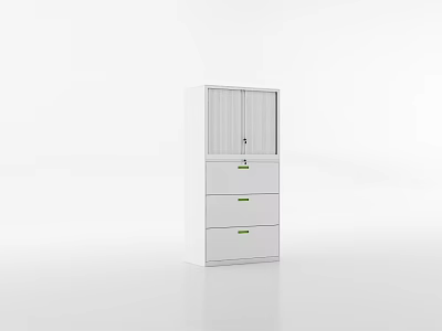 White Modern Storage Cabinet With Glass Doors And Drawers For Home Organization 3d model