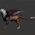 Mythical Flying Creature With Purple Wings White Head And Lion Body