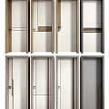 Various Modern Hinged Doors With Different Frame Styles And Glass Panels 3d model