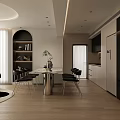 Modern Living And Dining Room Interior With Dark Sofa Glass Chandelier And Area Rug