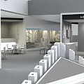 Modern Home Exhibition Showroom Interior With Display Booths Stands Tables And Chairs