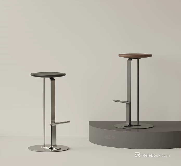Modern Bar Stools With Metal Frames And Round Seats For Contemporary Kitchen Bar Area 3d model 