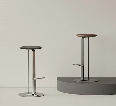 Modern Bar Stools With Metal Frames And Round Seats For Contemporary Kitchen Bar Area 3d model