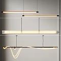 Modern Linear And Curved Pendant Lights With Frosted Glass Shade And LED Light Source