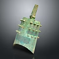 Ancient Bronze Bell Musical Instrument with Intricate Carvings and Painting Tools Motifs