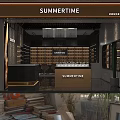 Modern Boutique Store Interior With Marble Counter Display Shelves And Hanging Pendant Lamp