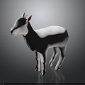 Realistic White Baby Lamb With Pink Ears Standing On Dark Reflective Surface 3d model