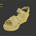 Light Gold Wedge Heel Sandals with Cross Straps and Ankle Buckle Design