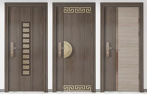 New Chinese Style Flat Door Single Door 3d model