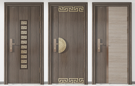 New Chinese Style Flat Door Single Door 3d model