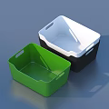 Green And Black White Plastic Storage Baskets With Handles For Household Use
