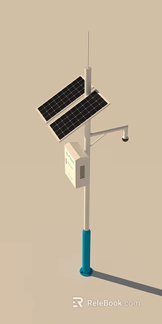 Solar Powered Projection Monitoring System With Surveillance Camera And Equipment Box 3d model 