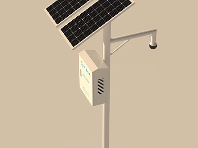 Solar Powered Projection Monitoring System With Surveillance Camera And Equipment Box 3d model